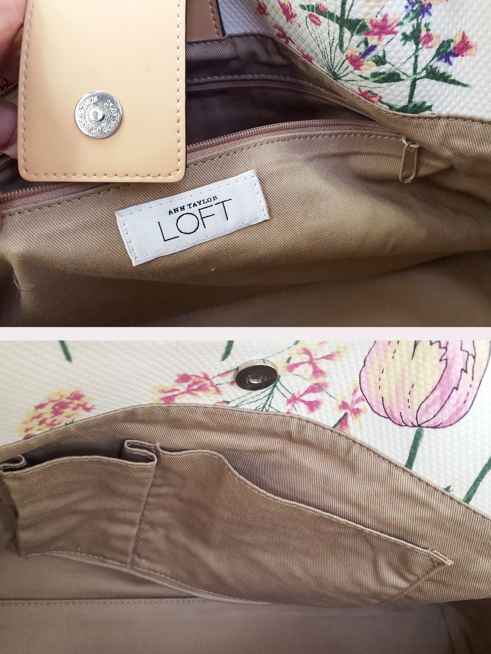 🔖Ann Taylor LOFT⚡🌺Multicolor Canvas Floral Shoulder Bag/Satchel Bag - Picture 8 of 11